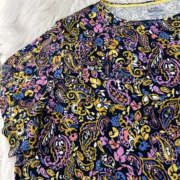 Croft and Barrow NWT womens The Classic Tee 3X short sleeve crew damask - Picture 7 of 12